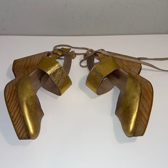 Free People Monaco gold Leather clogs - Picture 4 of 6